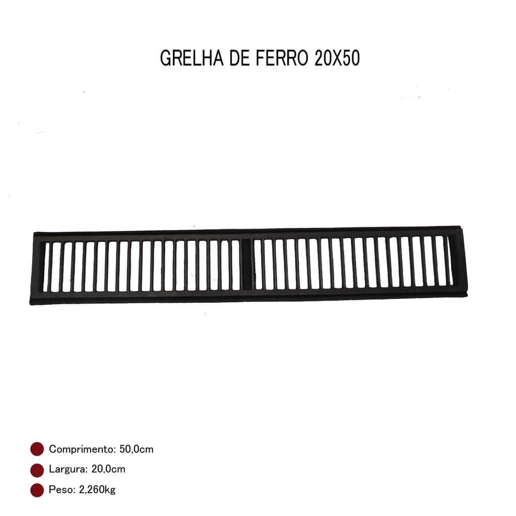 GRELHA DE FERRO 20X50
