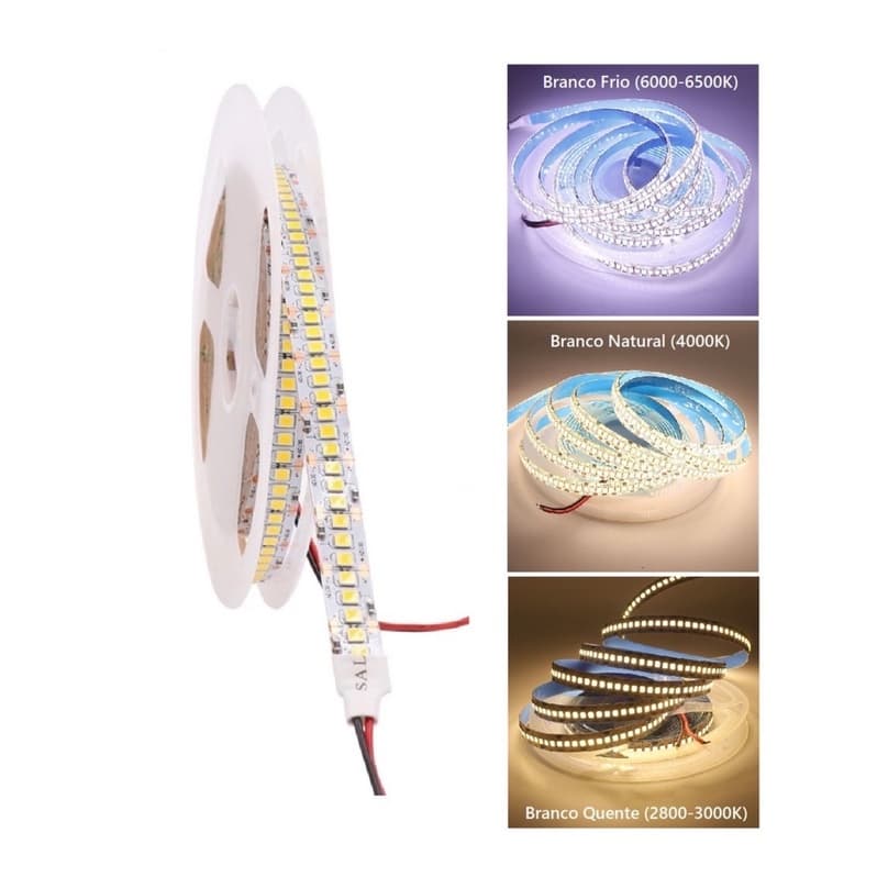 Fita Led 240 Leds 2835 5mts 18w/m 12v 4000k 3000k Casa Decoração Interna