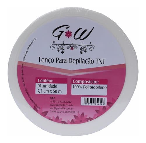 Rolo Tnt De Lenco P/  Depilacao 7,2cm X 50 Metros Gwbella