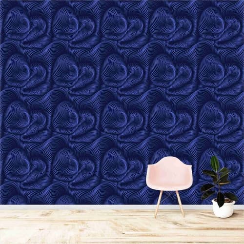 Papel De Parede Adesivo Abstrato Espirais Azuis Detalhe 1,50