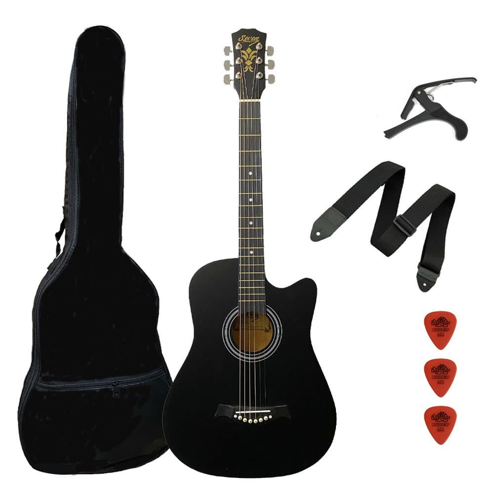 Violao Acustico Seven Mini Folk SV-17 DBK Dark Black KIT