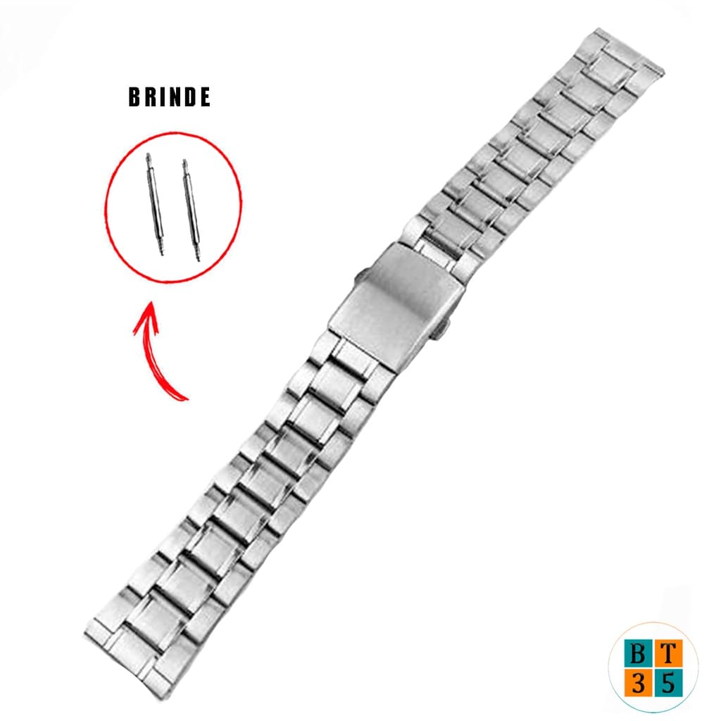 Pulseira de relógio de Aço inoxidável Reta 18mm Fecho Dobravel - Relógio de Pulso