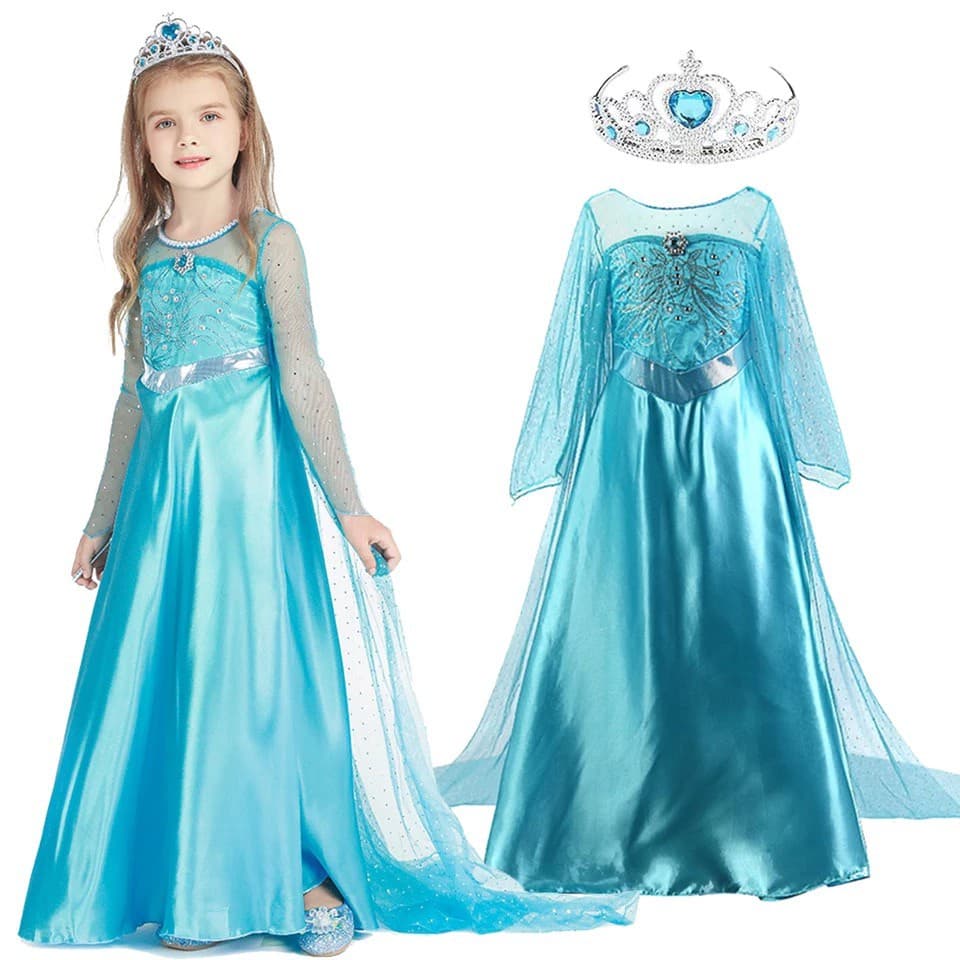 Frozen Anna Elsa Vestido Crianças Meninas Festa De Aniversário Cosplay Traje Congelado Princesa Mangas Compridas XH28