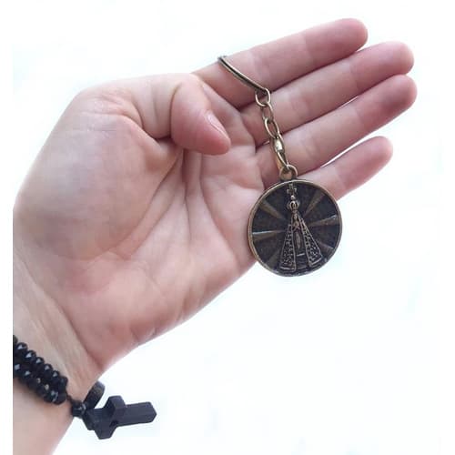 Kit 3 Chaveiro Nossa Senhora Aparecida Na Cor Ouro Velho