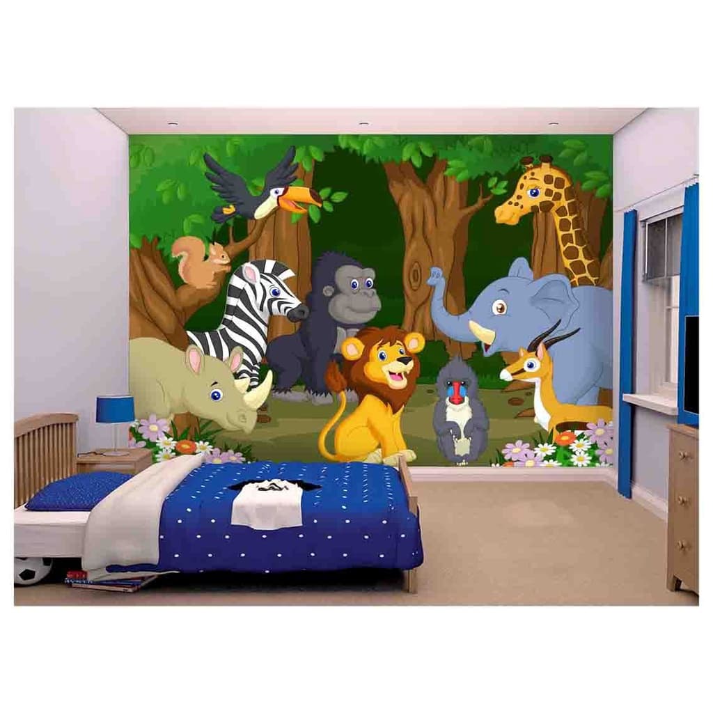papel de parede Infantil safari animais selva 6m² AZS80
