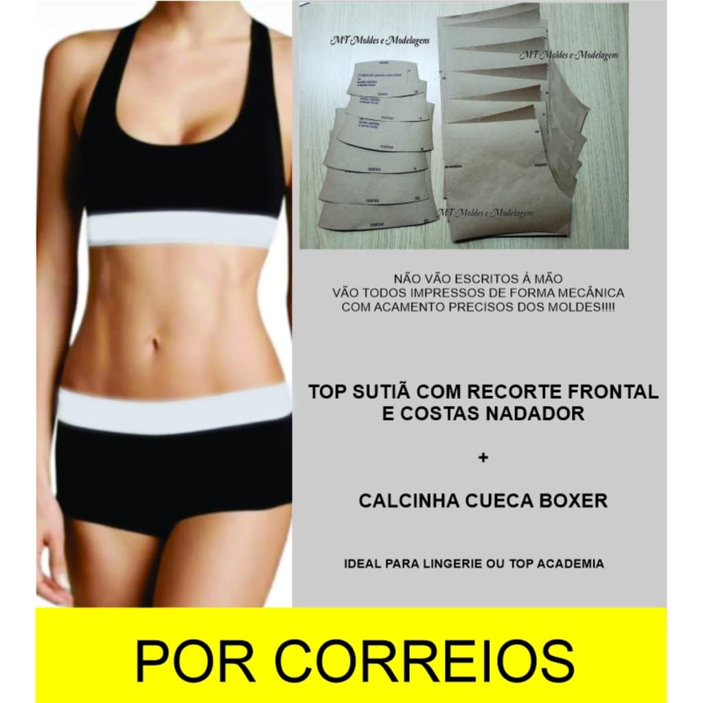 Molde De Papel Kraft Top Nadador Fitness  Shortinho calcinha Boxer Adulto 80g P,M,G,GG