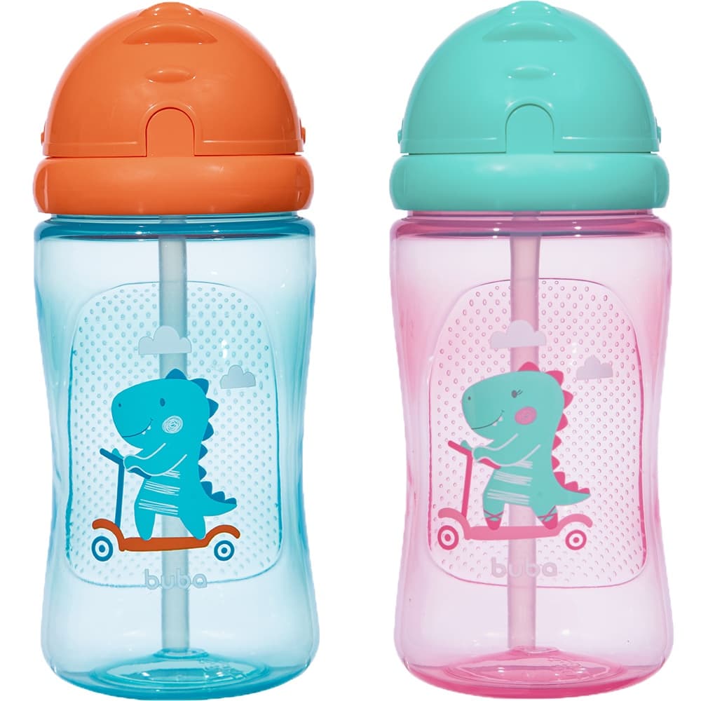 Garrafinha Dino Patinete Copo Squeeze Infantil Buba 400ml