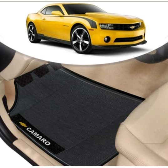 Jogo Com 4 Tapete De Carro Camaro Borracha Com Símbolo Preto