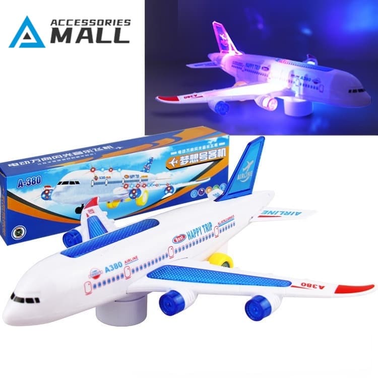 Avião elétrico luminoso universal Airbus para crianças brinquedo de montagem de avião elétrico