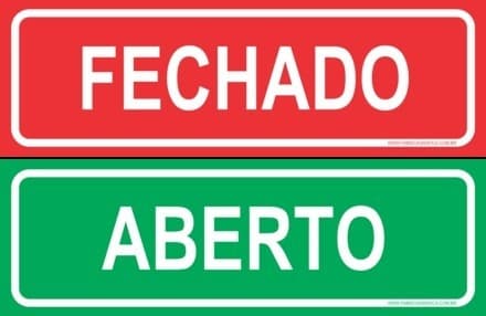Placa Sinalização Pvc Aberto/fechado Lojas Mercado Comercio Porta Vidro P-30 10x30