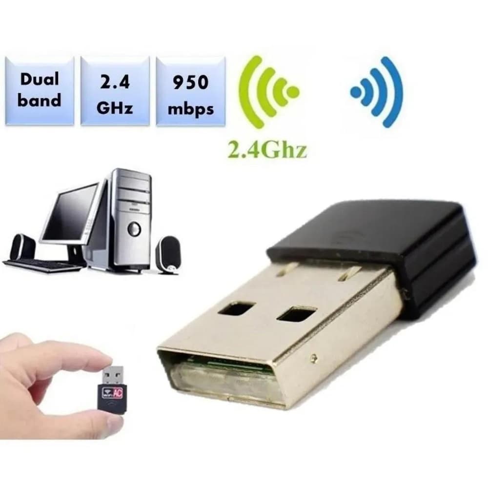 Adaptador WiFi USB Nano Knup AW-155 Wireless Alta Velocidade para PC Notebook e MacBook