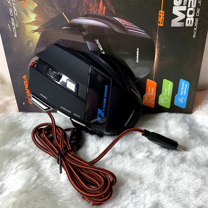 Mouse para jogos profissional com mouse ajustável e botões ergonômicos programáveis