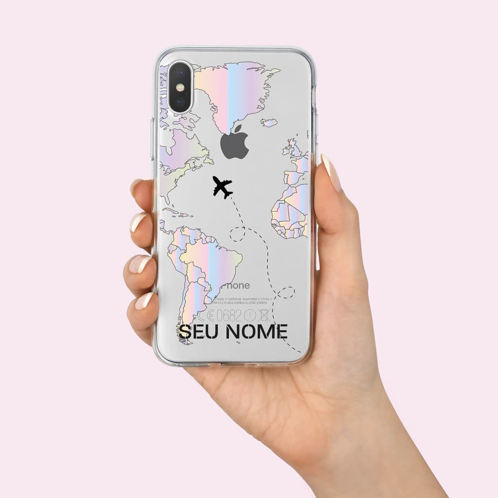 Capa Capinha de Celular Mapa Mundi Gradiente