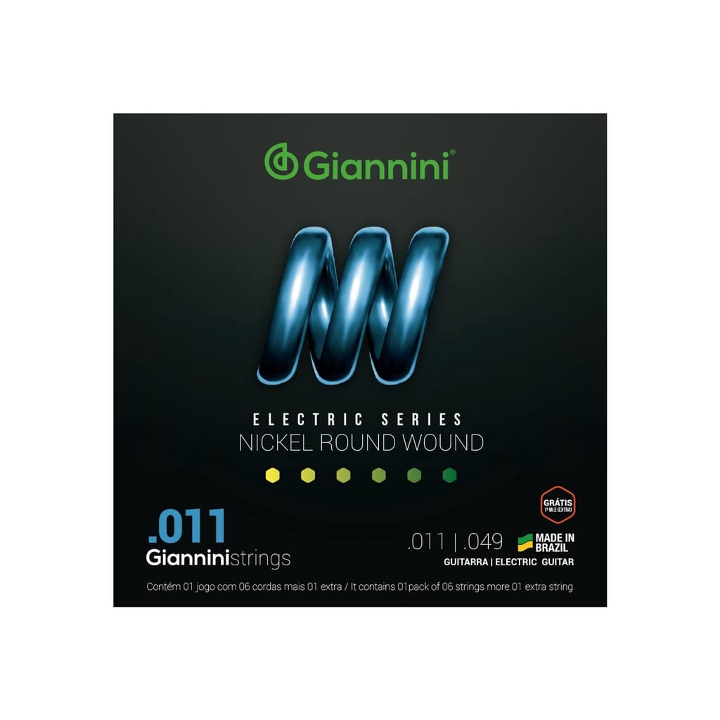 Encordoamento para Guitarra Giannini Nickel Round Wound GEEGST11 (.011 – .049)