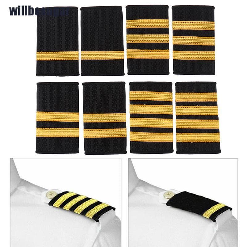 [1paulettes Epaulettes Uniforme Profissional Piloto Epaulets Gold Stripe Shoulder Crachás