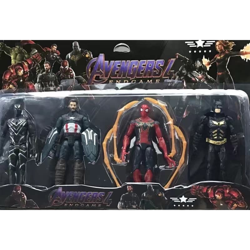 Kit 4 Bonecos Avengers Marvel Boneco Articulado Hulk Homem Aranha Batman Thor Boneco Vingadores