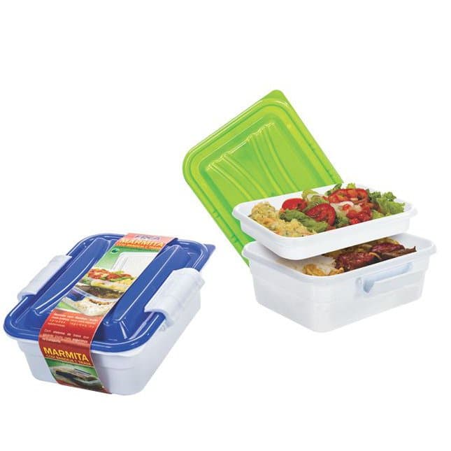 1 Marmita Marmiteira Com Bandeja E Trava Microondas Saladeira Mini