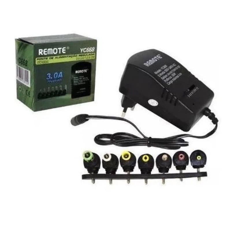Fonte de Alimentação Universal 3.0A Regulável sys668 com 6 plugs 30W conversor 6 voltagens