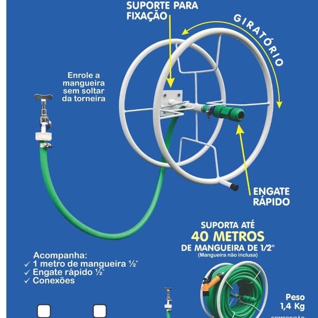 Enrolador De Mangueira Giratorio Com Engate