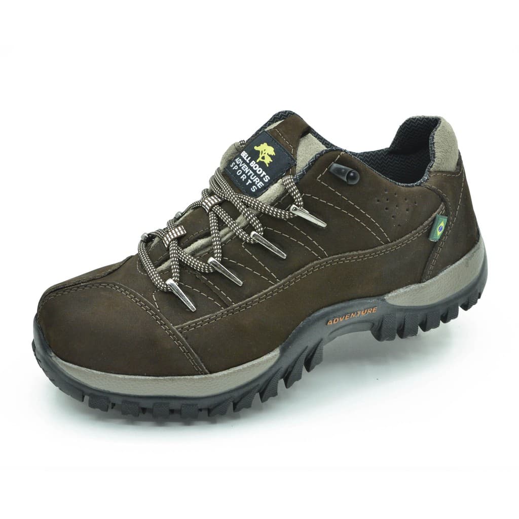 Tênis Adventure Masculino Couro Impermeável Trekking Trilha Confortável MOD-4600
