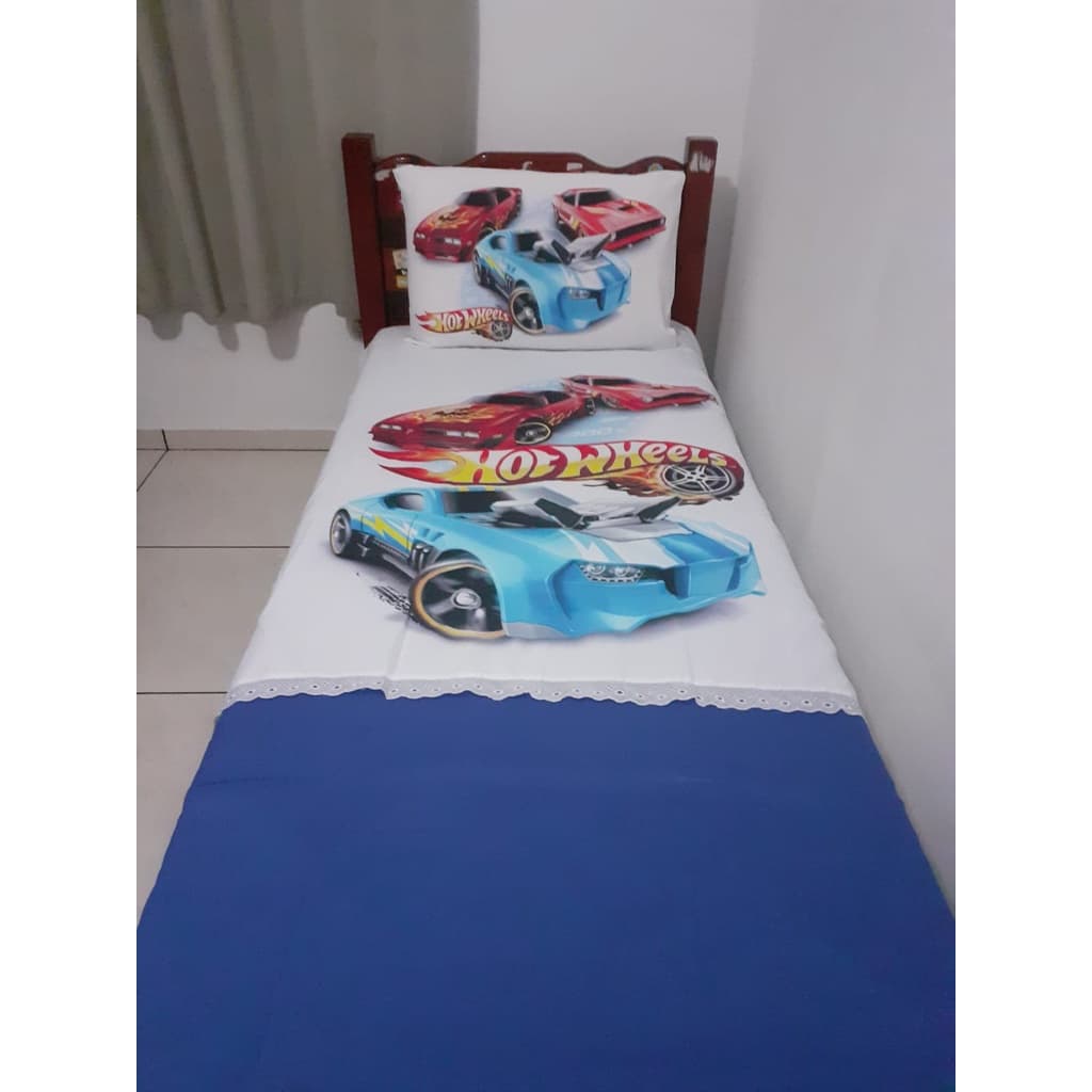 Jogo de Cama Infantil Menino  Colcha Solteiro Personagens 2 Peças com Colcha + Porta Travesseiro