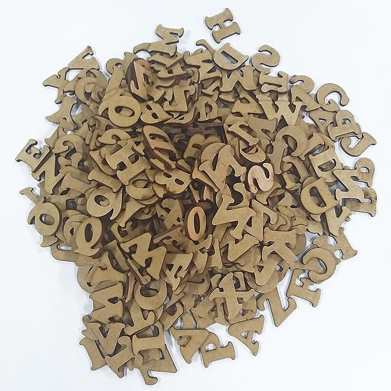 Kit com Letras em mdf cru 3mm - Alfabeto Completo