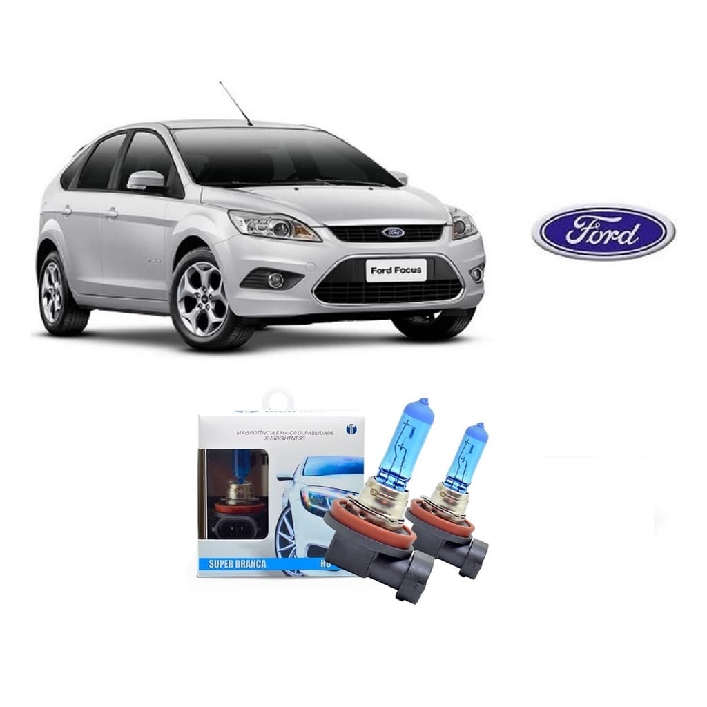 Kit 2 Lampadas Super Brancas para Farol De Milha com 8500K para Ford Focus ano 2004 2005 2006 2007 2008 2009 2010 2011 2012 2013 Selecione Modelo H11 55W ou H8 35W