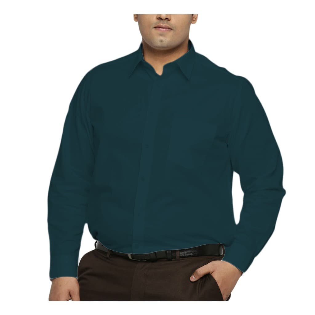 Camisa Social Masculina 100% Microfibra Manga Longa Plus Size Extra Grande Verde Escura Bom Pano