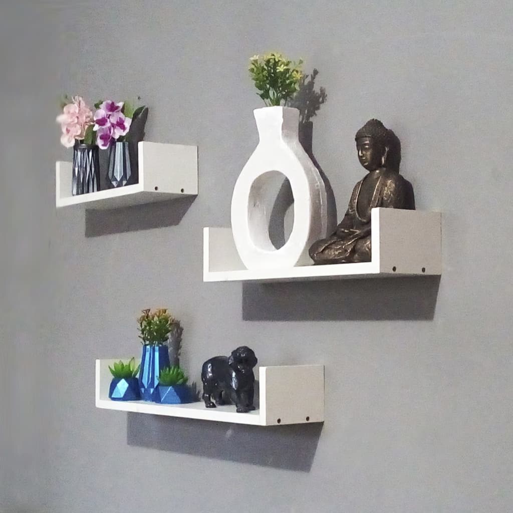 KIT PRATELEIRAS, NICHOS DECORATIVOS, PRATELEIRA BRANCA, NICHO MDF U 33/43/53cm