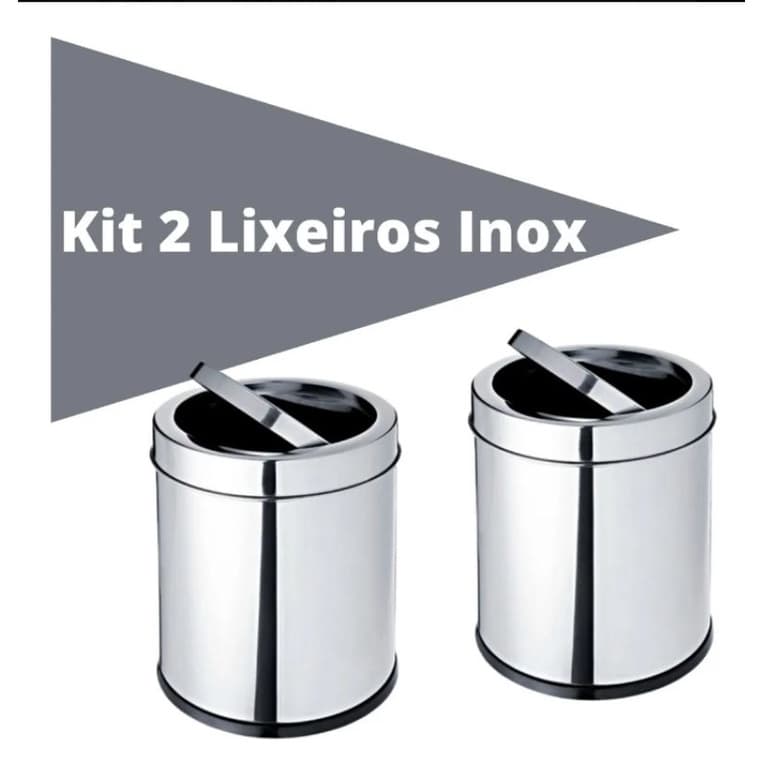 Lixeira Inox 6,3 Litros Basculante Kit Com Duas Unidades