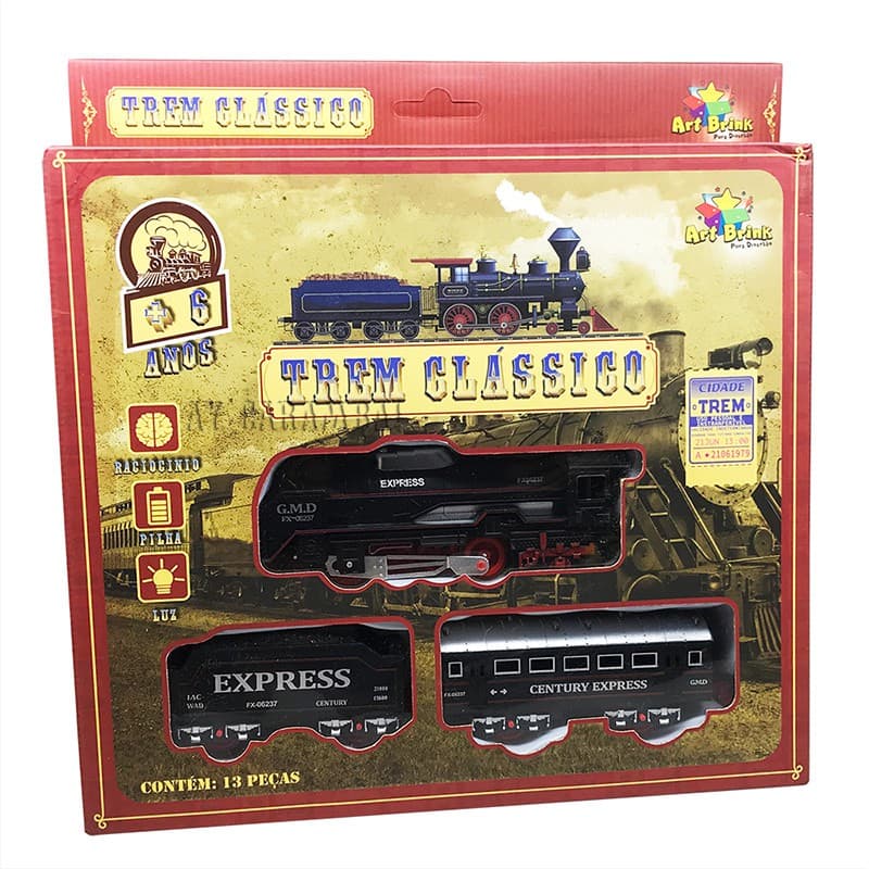Trem Trenzinho Super Locomotiva Com Luz E Som Art Brink