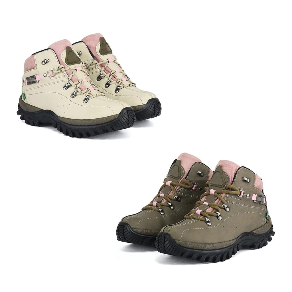 Kit 2 Pares Coturno Feminino Couro Ecológico
