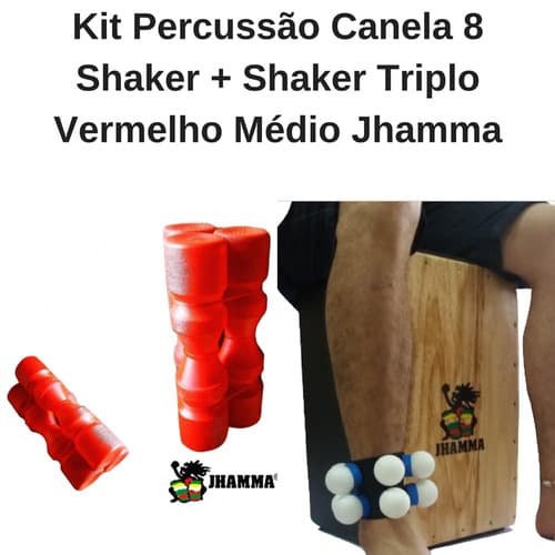 Kit Percussão Jhamma Shaker Triplo Canela 8 Shaker