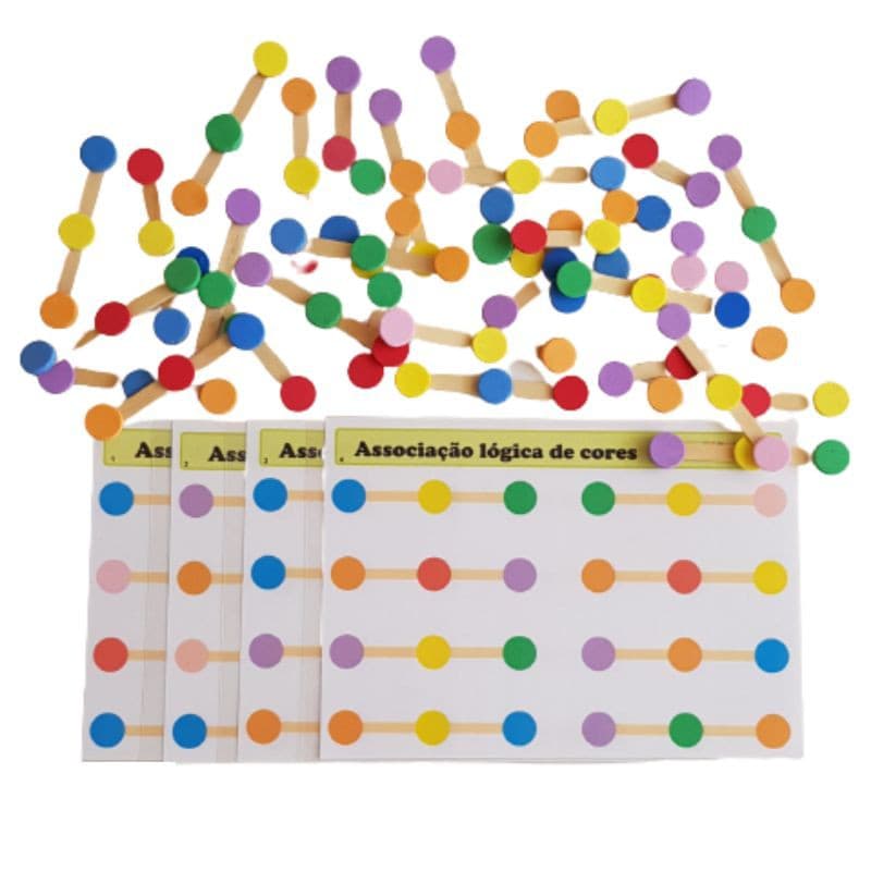 Associação de cores no palito + Sequência lógica de cores circulo