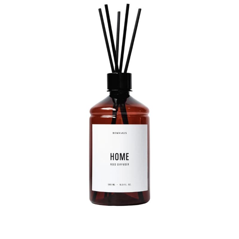 Frasco ambar difusor 500 ml com varetas de fibra preta aromatizador minimalista