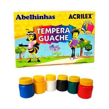 Tempera Guache Acrilex Kit com 06 Cores com 15 ml Cada