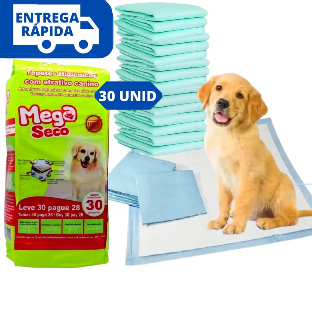 30 Tapete Higienico Para Cachorro 60x65 Com Atrativo  Canino Pacote 30 Unidade
