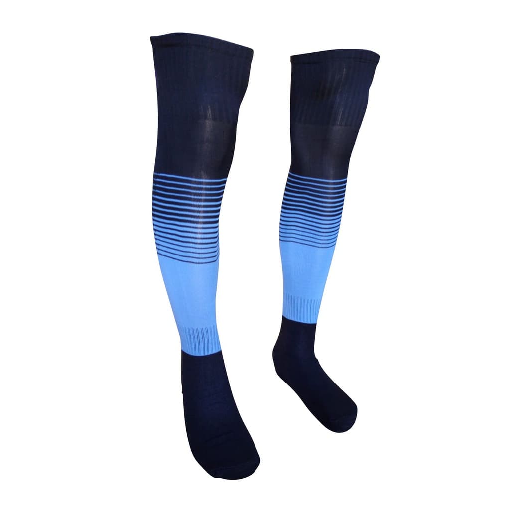 Kit 20 Meião Futebol Degrade Preto Com Azul Celeste Adulto