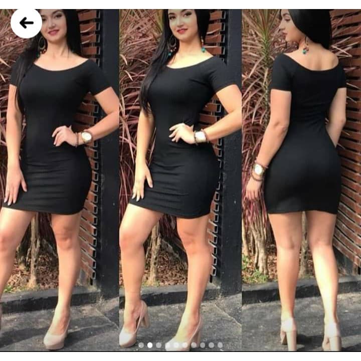 Vestido tubinho ombro a ombro ciganinha com elastano