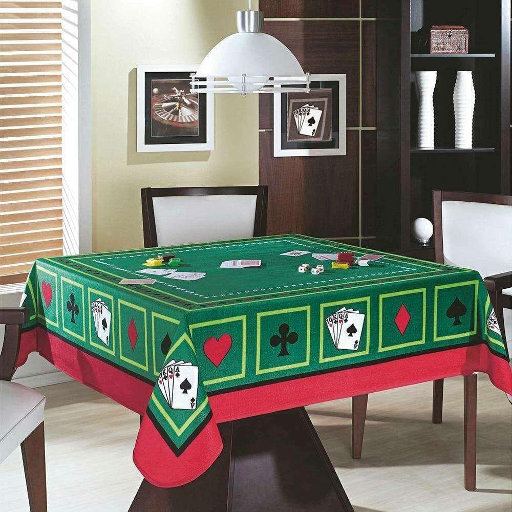 Toalha De Mesa Quadrada Aveludada Cartas Jogos Baralho 140x140cm Teka Truco Poker Canastra
