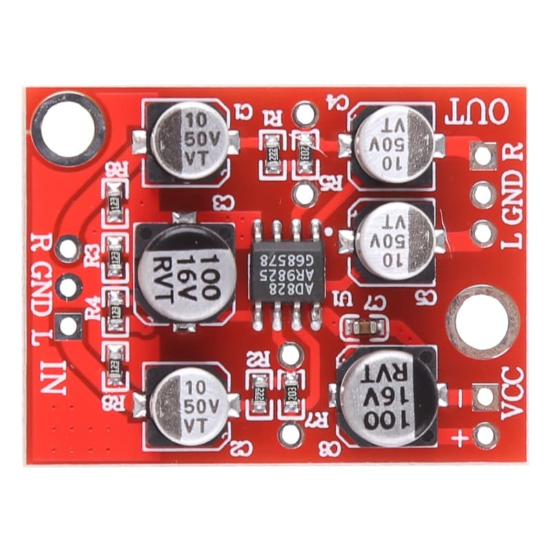 RUN 5V-15V 12V AD828 Módulo Pré-Amplificador Placa Amplificadora Potência Estéreo