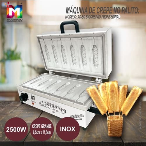 Máquina De Crepe Crepeira Big Crepão No Palito 220v Inovamaq