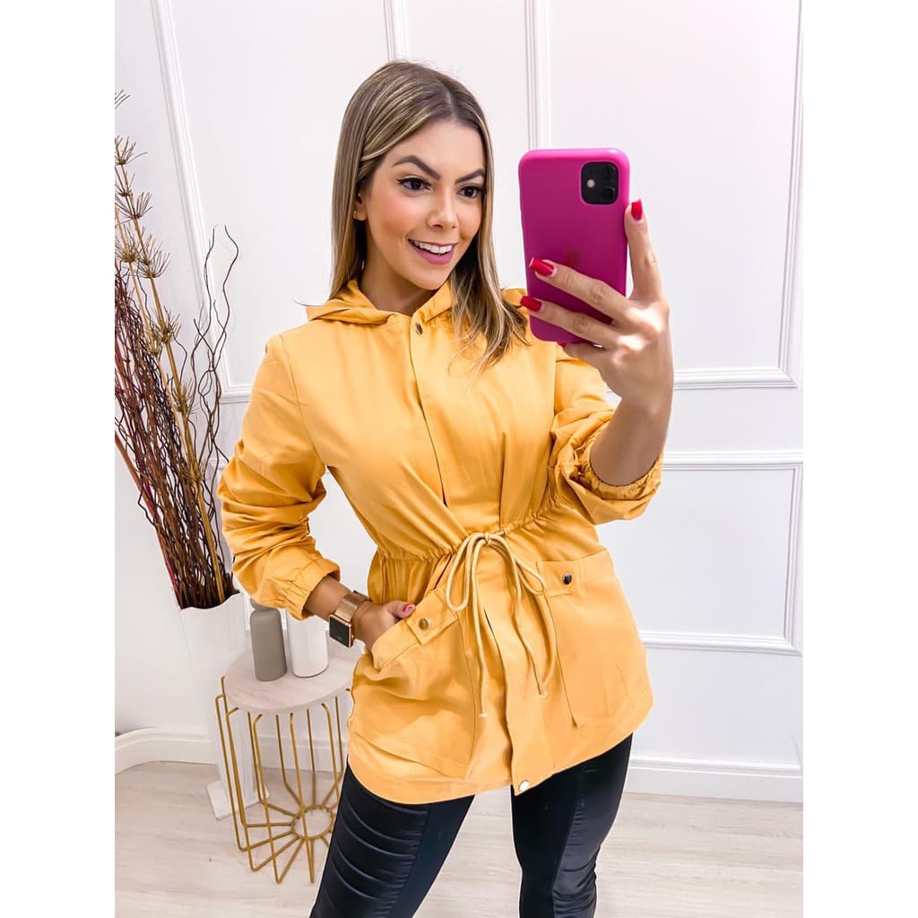 Jaqueta parka feminino com cord ãoãO capuzé AbotoáVel (ref.: FY0949)