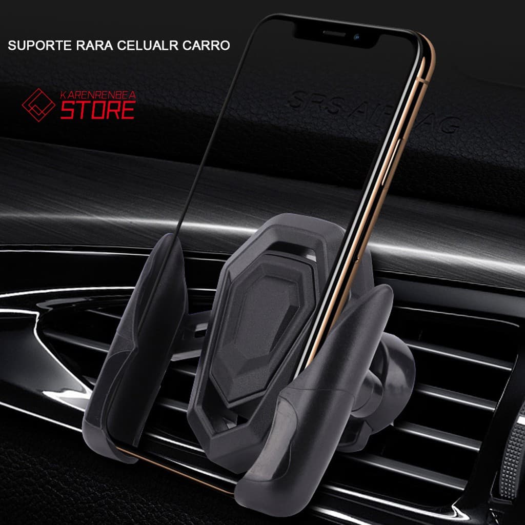 Suporte Celular Veicular Saída De Ar Preto Porta Smartphone Carros K524