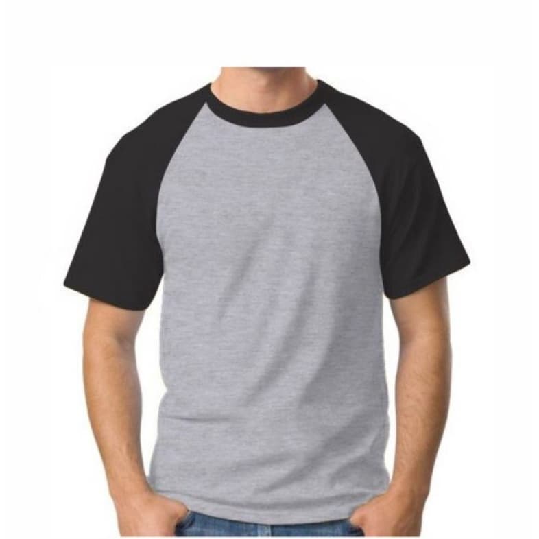 Camisa Cinza com manga preta Raglan 100%poliester tecido difícil amarrotar.