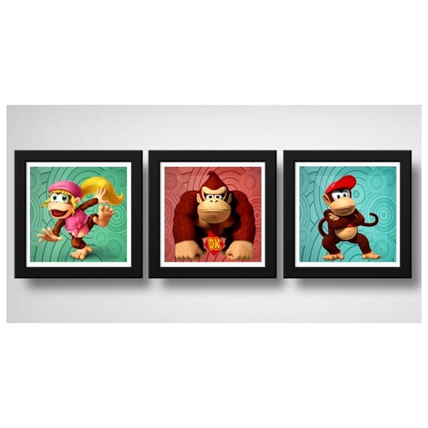 Kit 3 Quadros Donkey Kong Game Decoração