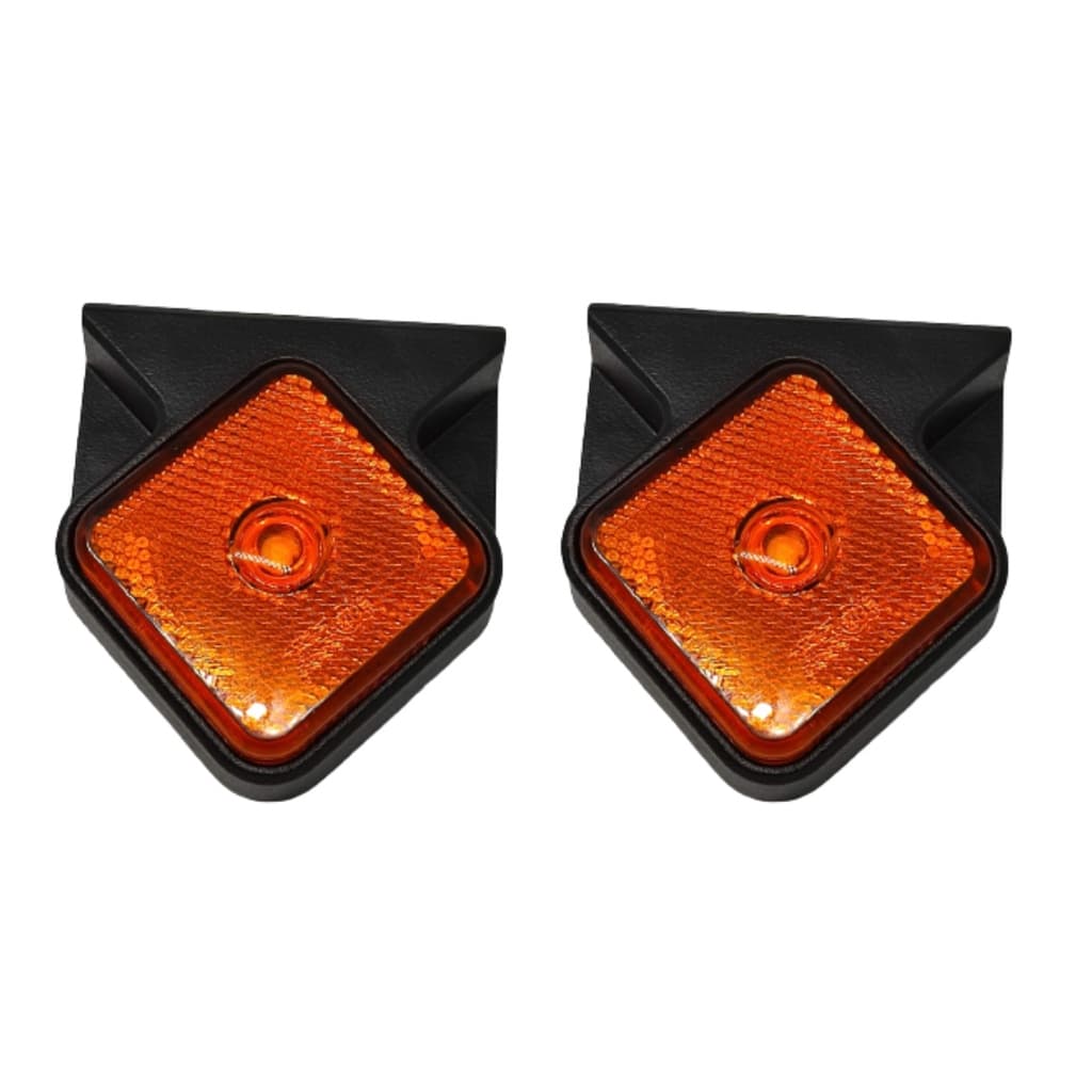 Duas Lanternas Laterais Quadradas LED Bivolt Carreta Guerra + Suporte e Chicote