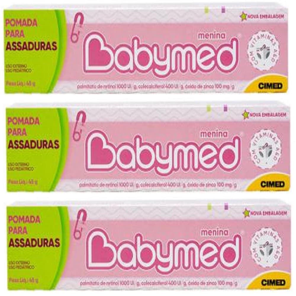 Babymed rosinha Pomada para prevenir assadura c/3 cremosinha para bebê criança infantil kids