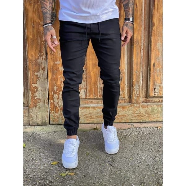 Calça Jogger Masculina Sarja Com Elástico e Cordão Várias Cores Slim Fit Premium Calça Casual Masculina Luxo Promoção To