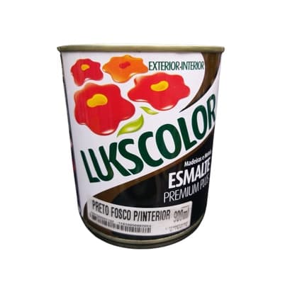 Esmalte Sintético Preto Fosco Solvente 900ml - Lukscolor